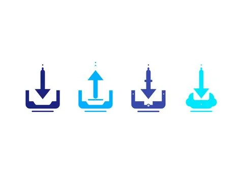 Download And Upload Element Flat Vector Design Commercial Visual Graphic 库存插图