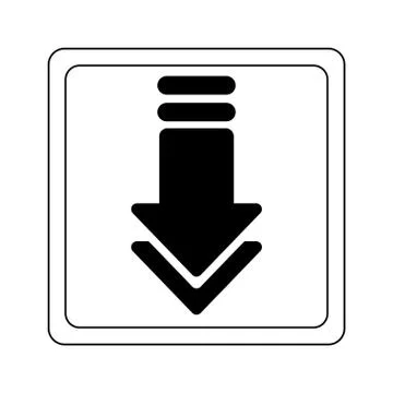 Download arrow down button black and white Stock-Illustration