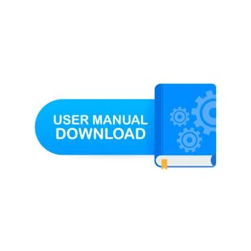 Download book button. Concept User manual book for web page, banner, social m Stock Illustration