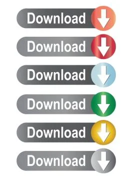Download button with arrow in multiple colors vector set Stock Illustration