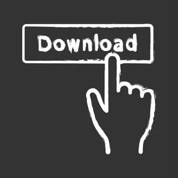 Download button click chalk icon Stock Illustration