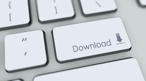 Download button on computer keyboard. Key is pressed Stock Footage 35645333