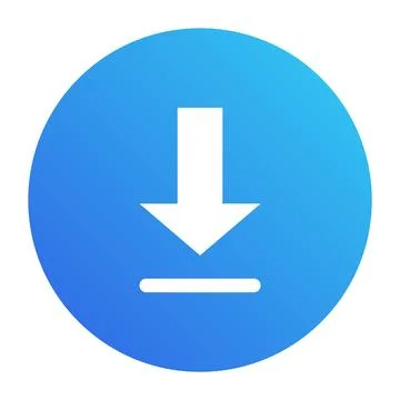 Download Button Icon in Blue Circle Isolated Vector Illustration Stock Illustration