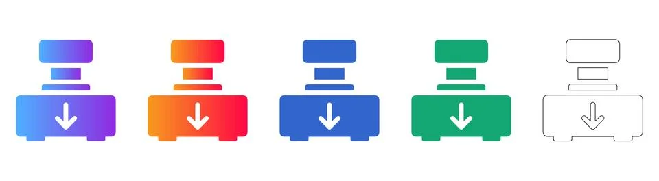 Download Button Icon Set with Gradient and Linear Styles Stock Illustration