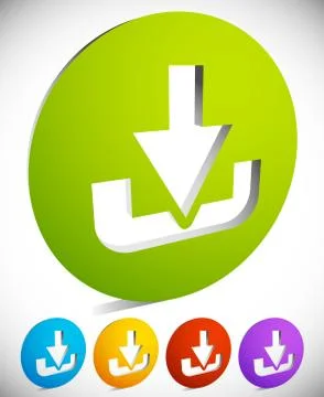 Download button or icon with arrow pointing to a hard drive.. Eps 10 vector i Illustrazione stock