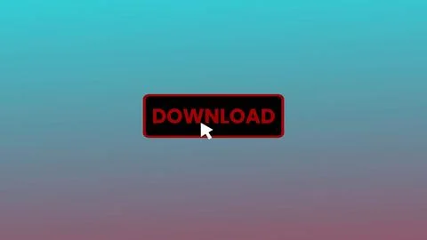 DOWNLOAD button pressed on computer screen by cursor pointer mouse illustra.. Illustrazione stock