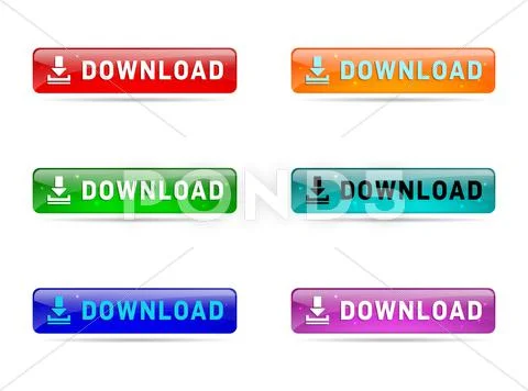 Download buttons, rectangles, in manny colors, on white background ...