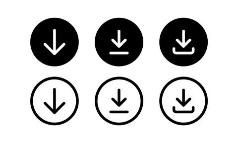 Download buttons round shape web icon set vector Stock Illustration