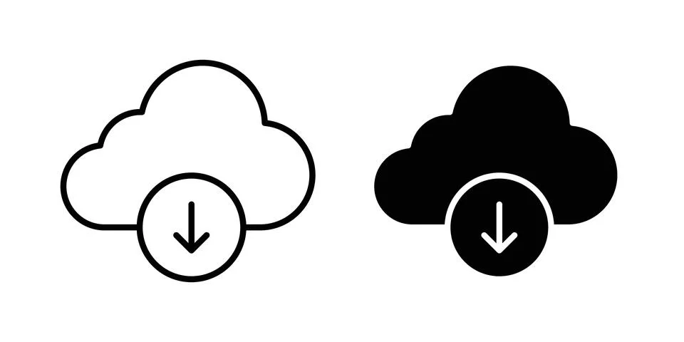 Download from Cloud icon thin line and clipart style vector set Stockillustratie
