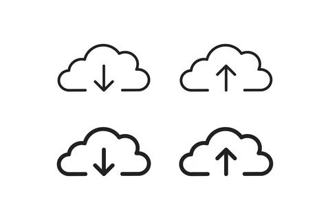 Download cloud icon. Upload data symbol. Web file outline sign in vector flat 스톡 일러스트