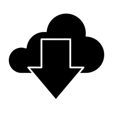 Download from cloud solid icon. Cloud and arrow vector illustration isolated on 스톡 일러스트