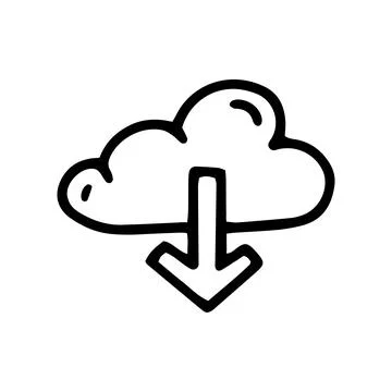 Download from cloud storage line vector doodle simple icon 스톡 일러스트