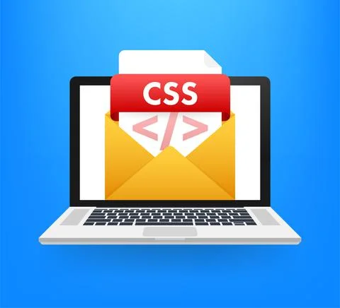 Download CSS button on laptop screen. Downloading document concept. File with 스톡 일러스트