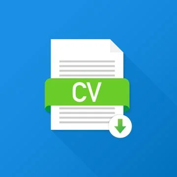 Download CV button. Downloading document concept. File with CV label and down Stock Illustration