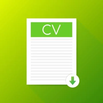 Download CV button. Downloading document concept. File with CV label and down Stock Illustration