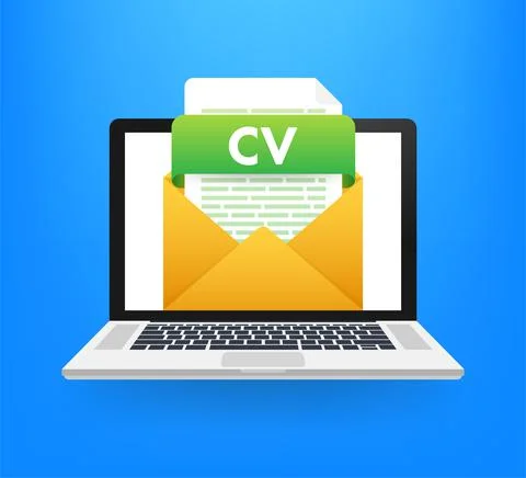 Download CV button. Downloading document concept. File with CV label and down Stock Illustration