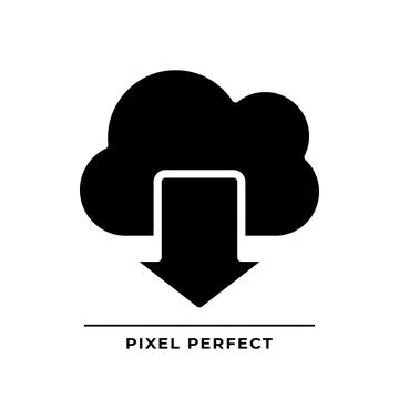 Download data from cloud based storage black glyph icon 스톡 일러스트