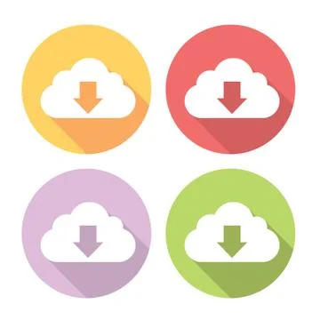 Download Data Cloud Service Flat Icons Set Stock Illustration