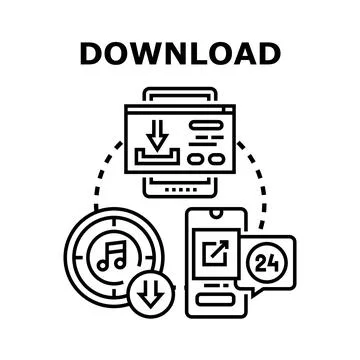 Download data file content to electronic devices Stock Illustration