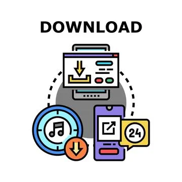 Download data file content to electronic devices Stock Illustration