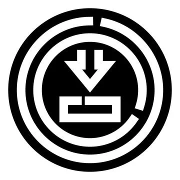 Download data icon with multiple surrounding arrows Stock Illustration