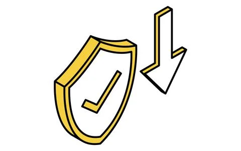 Download data security protection isometric line icon with shield and arrow.. Stock Illustration