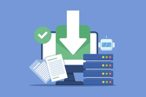 Download data from server concept 스톡 일러스트