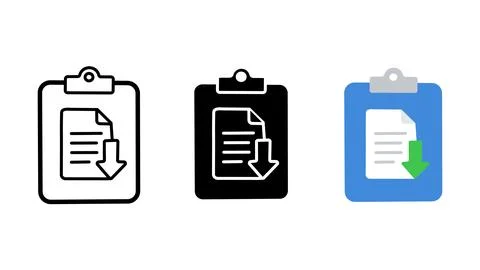 Download document clipboard icon set file download Stock Illustration