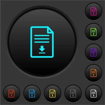 Download document dark push buttons with color icons 스톡 일러스트
