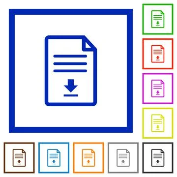 Download document flat framed icons 스톡 일러스트