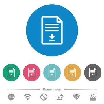 Download document flat round icons Stock Illustration