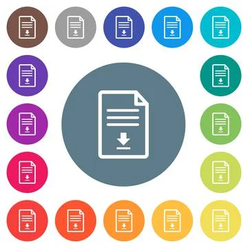 Download document flat white icons on round color backgrounds Illustrazione stock