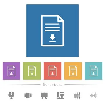 Download document flat white icons in square backgrounds Stock Illustration