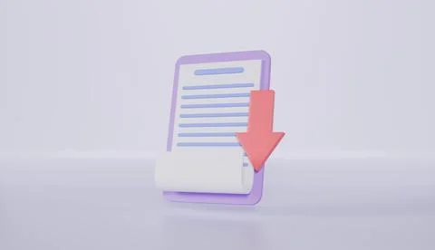 Download document icon concept 3d white clipboard task management todo checklist Stock Illustration