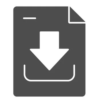 Download document solid icon. Downloading file vector illustration isolated on Illustrazione stock