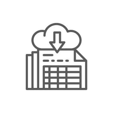 Download documents, cloud storage line icon. Stock Illustration