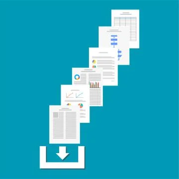 Download documents or files from internet. Download process concept. Stock Illustration