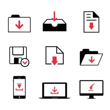 Download file and Loading icon app website vector Stock Illustration