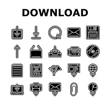 Download file computer data icons set vector Stock Illustration