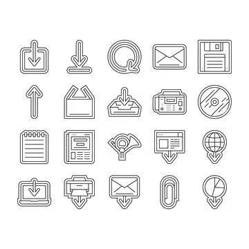 Download file computer data icons set vector Stock Illustration