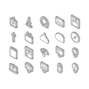 Download file computer data isometric icons set vector 스톡 일러스트