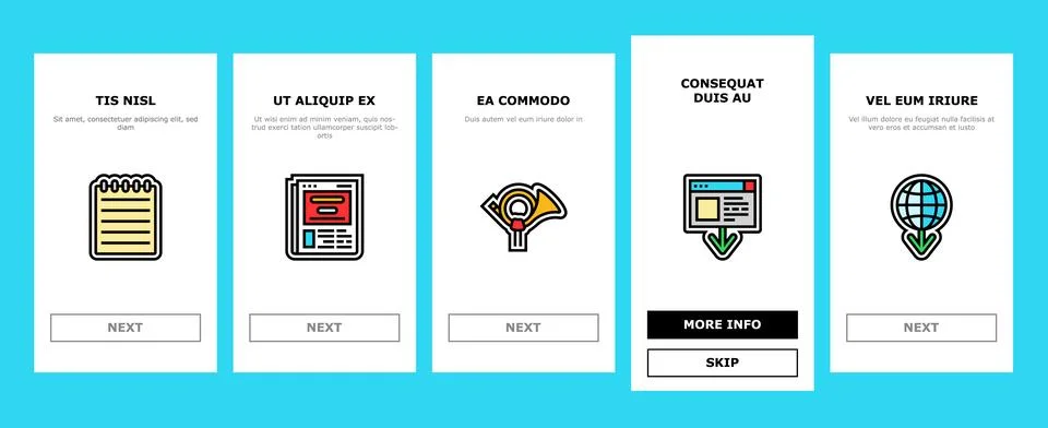 Download file computer data onboarding icons set vector 스톡 일러스트