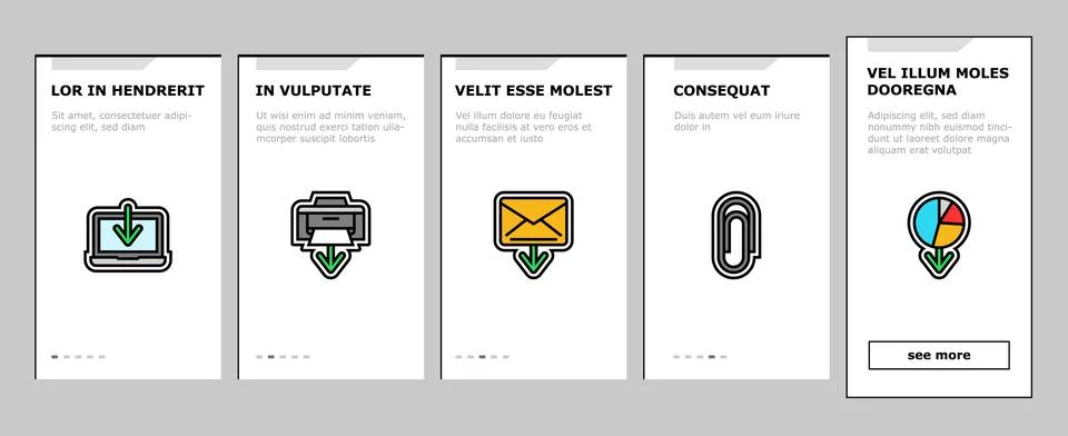 Download file computer data onboarding icons set vector 스톡 일러스트