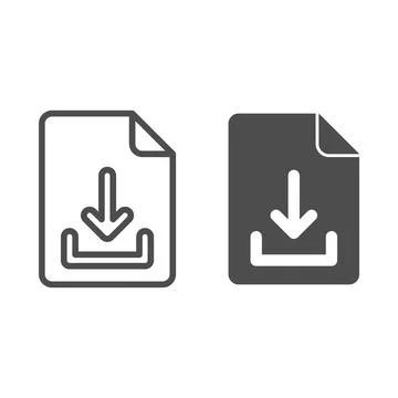 Download file line and solid icon, online education concept, text document with Stock Illustration