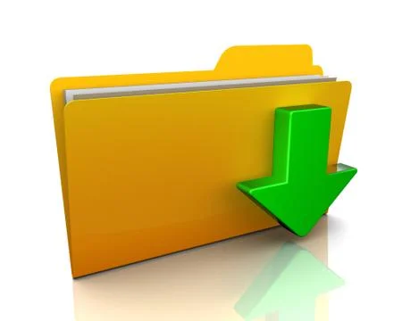 Download file or folder icon 3d illustration Stock Illustration