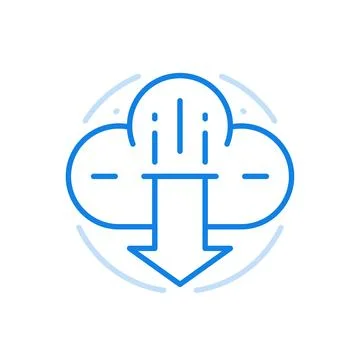 Download files from cloud service vector line icon. Online storage informat.. 스톡 일러스트
