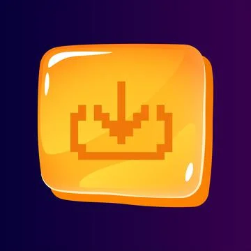 Download files glossy ui button with pixelated icon Stock Illustration