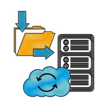 Download folder file database server cloud storage Illustrazione stock