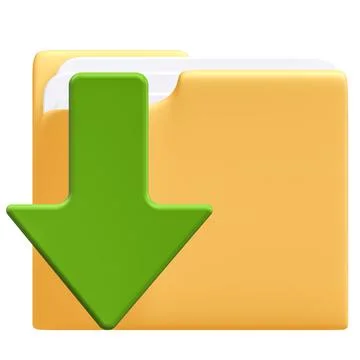 Download Folder Icon with Clipping Path, 3d rendering Stock Illustration