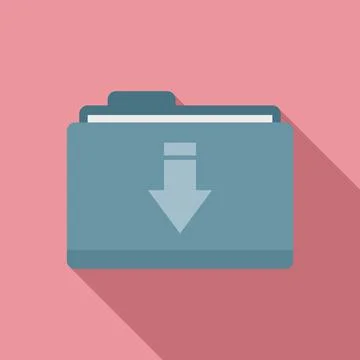 Download folder icon, flat style Illustrazione stock